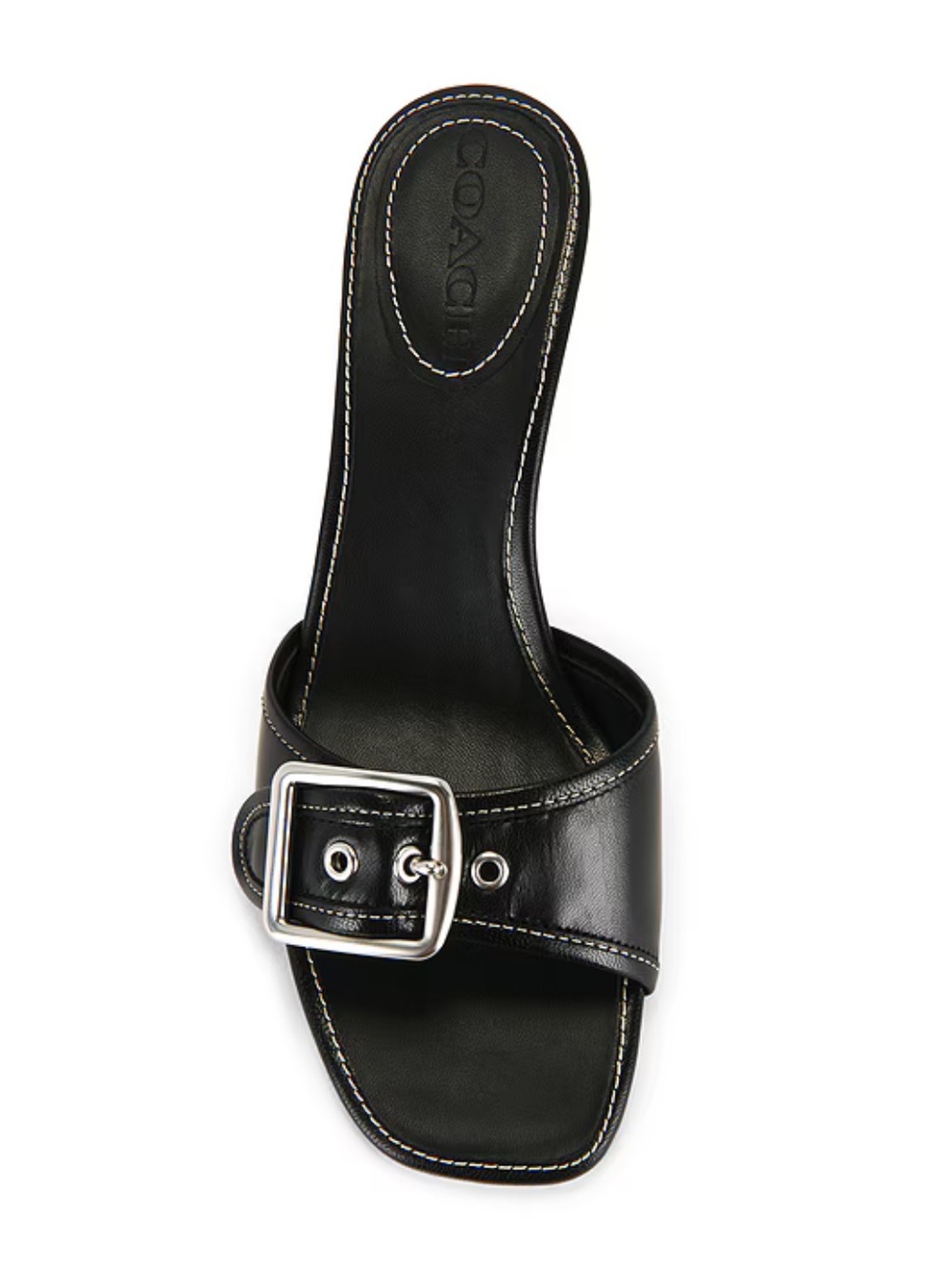 Coach Margot Leather Sandals Black kitten heels mules Revolve 9 - Picture 2 of 11